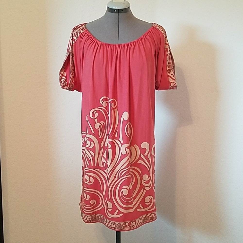 BCBG Max Azria Dress Coral White Size Small
